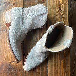 Tecovas Lucy Western Suede Cowboy Cowgirl Boots light grey size 9